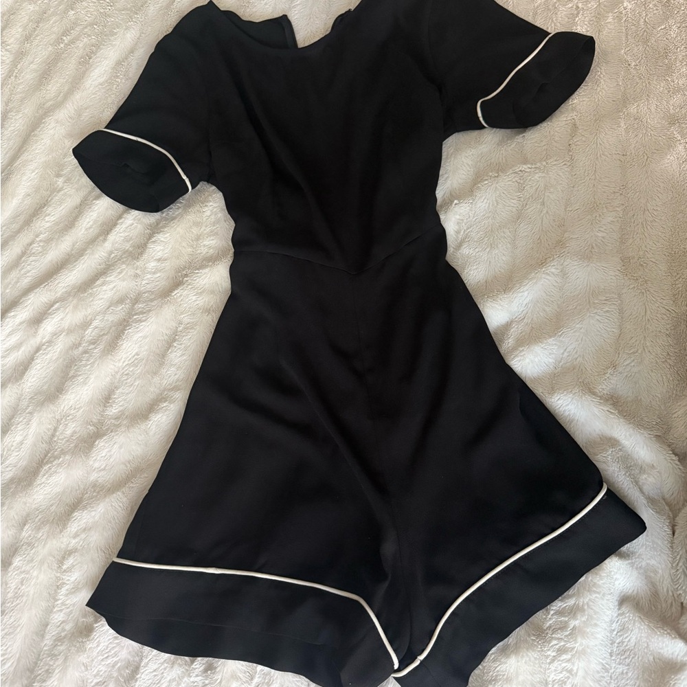 Black Romper with White Trim